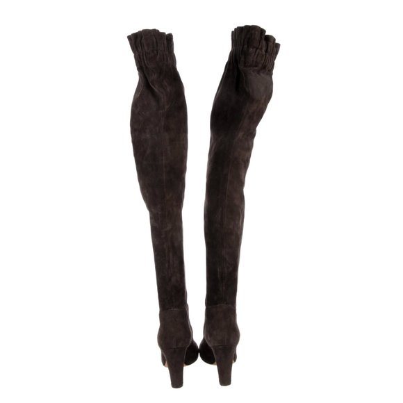DOLCE & GABBANA suede over the knee THIGH BOOTS chocolate brown 37 6.5 scrunch - Picture 5 of 9